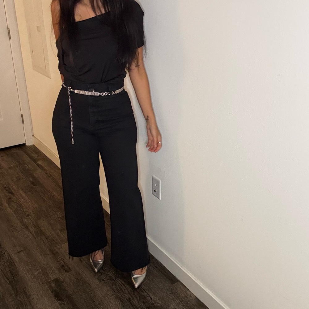 Zara high rise wide leg denim jeans